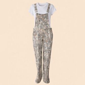 Derek Heart - 2 Piece Camo Overalls w/ White Ribbed Top- Size L